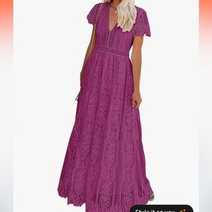 MEROKEETY Women's V Neck Short Sleeve dress large